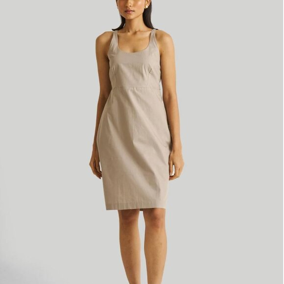 Reistor Fitted Knee Length Poplin Ecru Dress Small - Picture 5 of 8